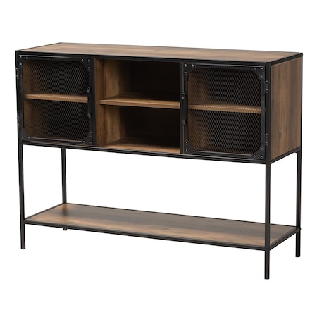 Baxton Studio Cardea Modern Industrial Walnut Brown Finished Wood and Black Metal 2-Door Sideboard 226-12486-ZORO